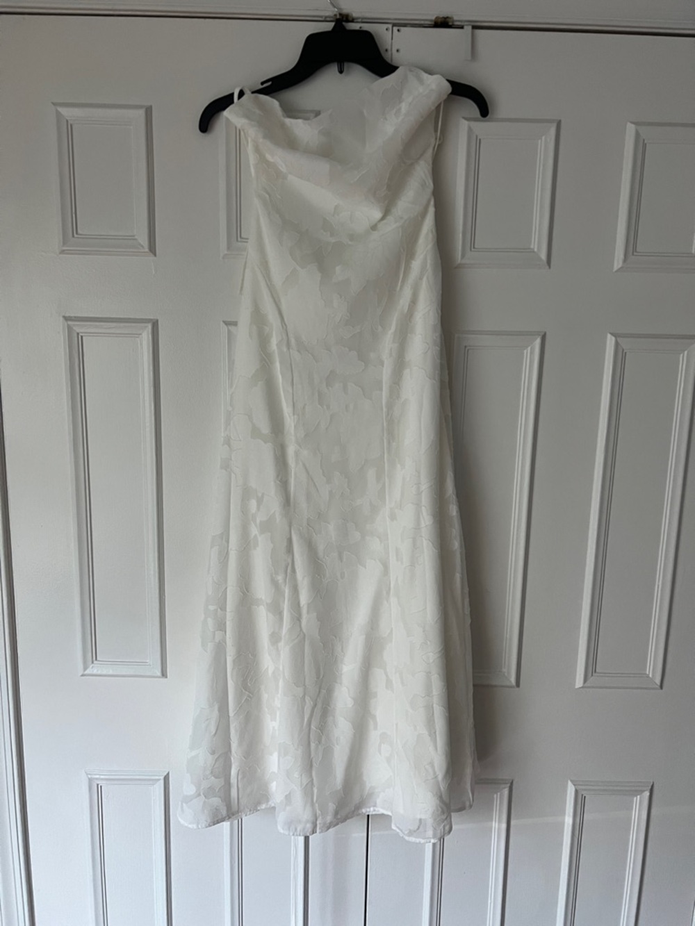 Off-White Floral Lace Wedding Gown with Drape Neckline